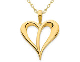 14K Yellow Gold OPen Heart Charm Pendant Necklace with Chain